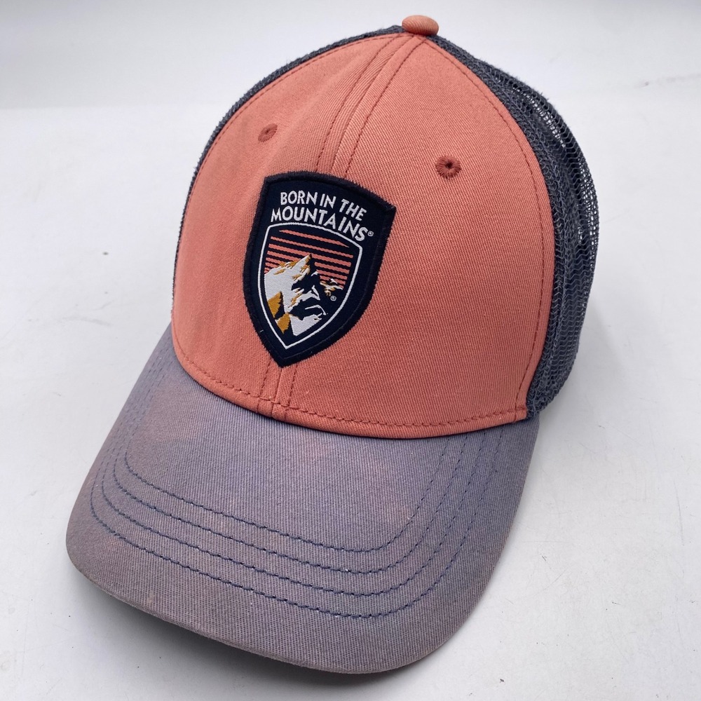 KUHL Born In The Mountains Trucker Hat Mens Adjustable Snapback Orange Gray Mesh